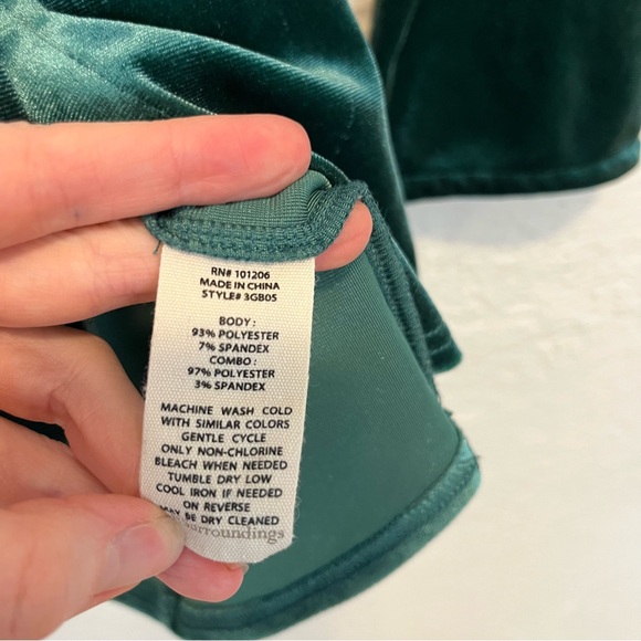 Soft Surroundings Velvet Shirt Top Green Emerald Gold Button PXS Petite XS - Picture 7 of 9